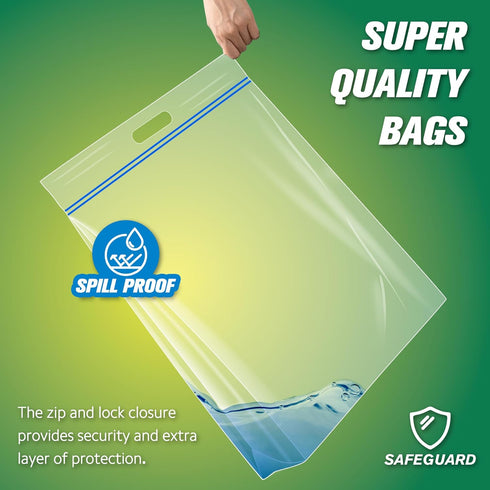 HIBAG 25 Gallon Jumbo Storage Bags, 35” x 24” Resealable Ziplock Clear Bags with Handle, Extra Large XL Heavy Duty for Clothes Pillow Travel Movin...