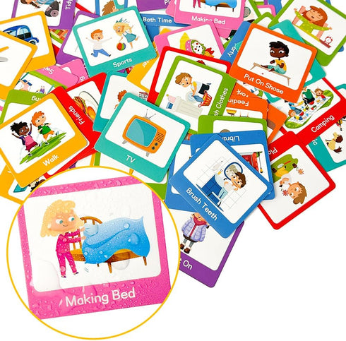Colorful Flash Card Set – 60Pcs Visual Assisted Planning Picture Cards Pack – Bedtime, Walk, Park, Camping, Homework - Comprehensive Preschool Edu...