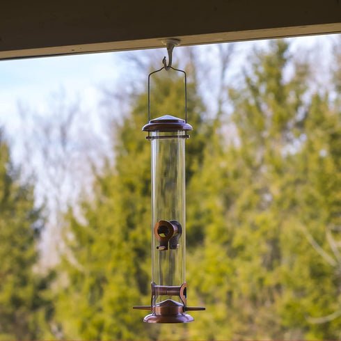 Cottage Garden 15 inch Copper Finish Weather Resistant 1 Lb. Outdoor Hanging Bird Seed Feeder...