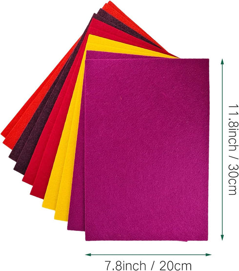 Jtnohx Felt, 3mm Thick Felt Sheets, 8"x12" Felt Fabric for Crafts, 10 Pcs Hard Stiff Color Felt for Sewing Holiday & DIY (Thanksgiving Colors Seri...