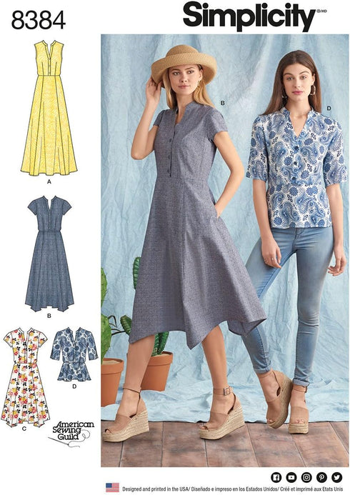 Simplicity US8384H5 Vintage Women's Blouse and Dress Sewing Patterns, Sizes 6-12...