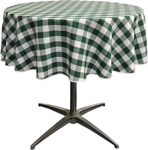 LA Linen Poly Checkered Round Tablecloth, 58-Inch, Green/White...