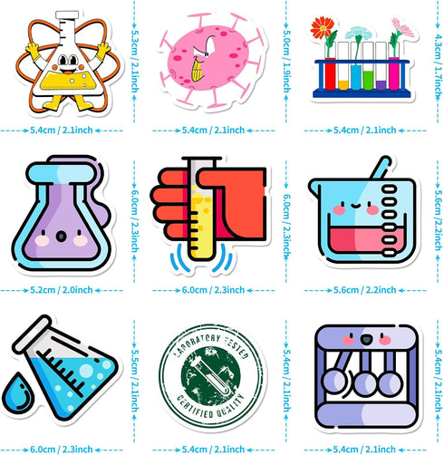 50 Pcs Funny Laboratory Science Stickers for Kids Teens Students Teachers, Science Experiment Waterproof Vinyl Stickers & Chemistry Decals for Lap...