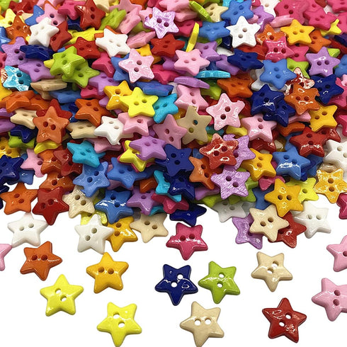 50 Pcs 12mm Five-Pointed Star Buttons with 2 Holes, Resin Sewing Buttons for Knitting Crafting Sewing Clothes, Gold...