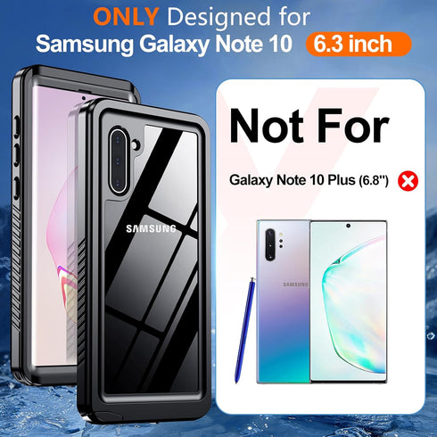 Hualele for Samsung Galaxy Note 10 Case Waterproof, Built in Lens & Screen Protector Rugged Full Body Heavy Duty Protective Military Grade IP68 Un...