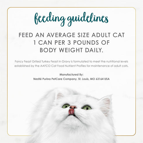 Purina Fancy Feast Grilled Wet Cat Food Turkey Feast in Wet Cat Food Gravy - (Pack of 24) 3 oz. Cans...