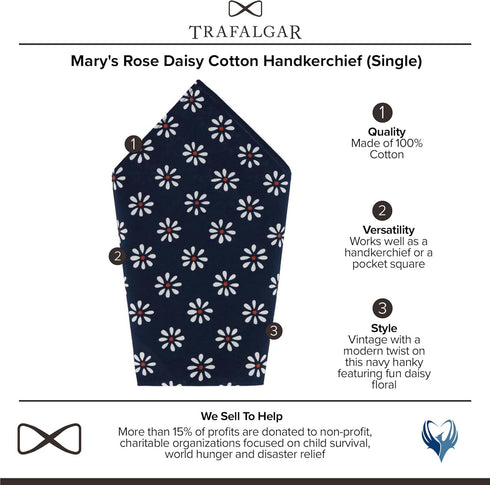 Trafalgar Men's Mary's Rose Daisy Cotton Handkerchief (Single)...