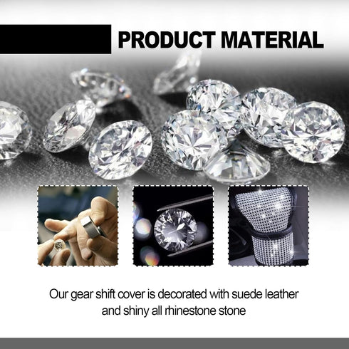 Bling Bling Auto Shift Gear Cover, Luster Crystal Auto Shift Gear Cover, Car Knob Gear Stick Crystal Glitter Bling Rhinestones Protector, Universa...