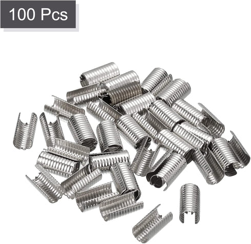 uxcell Leather Rope Clip, 100Pcs Cylindrical Crimping Cord Crimps Foldable String Leather Cord Fastener for DIY Lanyard, Tassel, Jewelry Making, W...