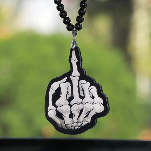 FJKWLC Car Rear View Mirror Pendant Car Pendant Acrylic Skeleton Hand Bones Rear View Mirror Charms Ornaments Mirror Trim Hanging Suspension Gift ...