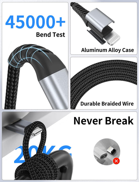 3FT USB C to Lightning Cable, 2-Pack USB Type C iPhone Charger Cable PD Fast Charging ?Apple MFi Certified? Braided USBC to Lightning Cable for iP...
