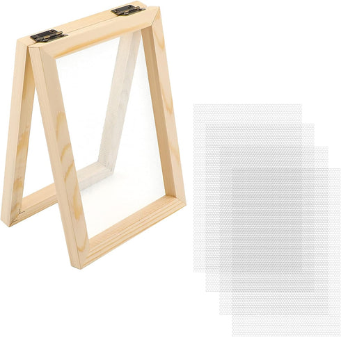 Luter Artesanat 5 Piece Wooden Paper Making Kit Including Wooden Paper Frame Making Moulds and Mesh Crafts for Paper DIY Dried Flowers...