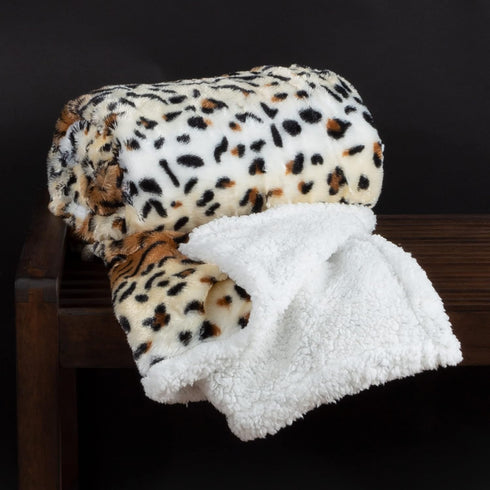 Lavish Home Fleece Sherpa Throw Blanket - Ultra Soft Plush Bed, Sofa or Couch 50" x 60" Tiger Set of 1...