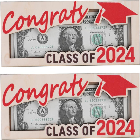 Graduation Money Holder Graduation Gift Wooden Graduation Card Box Cash Holder Envelope Class of 2024 Senior Money Gift for Graduates (2PCS red)...