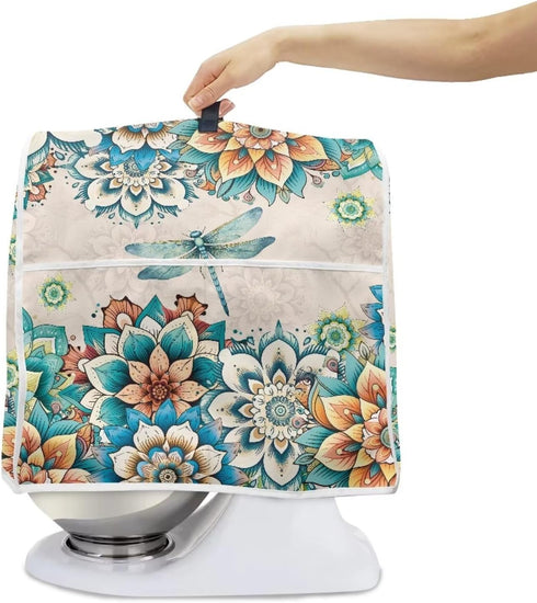 UNICEU Boho Floral Dragonfly Kitchen Aid Mixer Protective Dust Cover- Stand Mixer Blender Cover Kitchen Appliance Dust Cover with Pocket Decor Acc...
