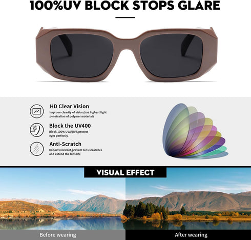 Trendy Rectangle Sunglasses Womens Men Fashion Classic Sun glasses Retro Shades...