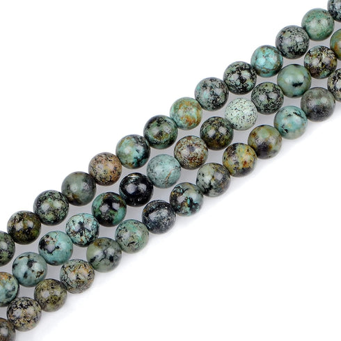 Bymitel 140Pcs Natural Crystal Beads Stone Gemstone Round Energy Healing Loose Beads with Stretch Cord for Jewelry Making Bracelets Anklets (Afric...