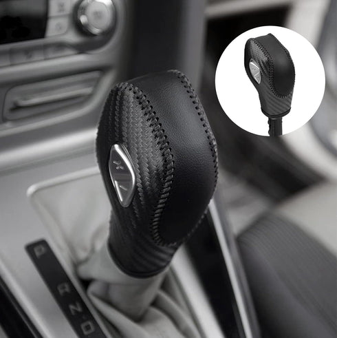 1 PC Auto Gear Shift Knob Cover, Shifter Knob Trim, Leather Handbrake Cover, Car Interior Accessories, Compatible with Ford (Black)...