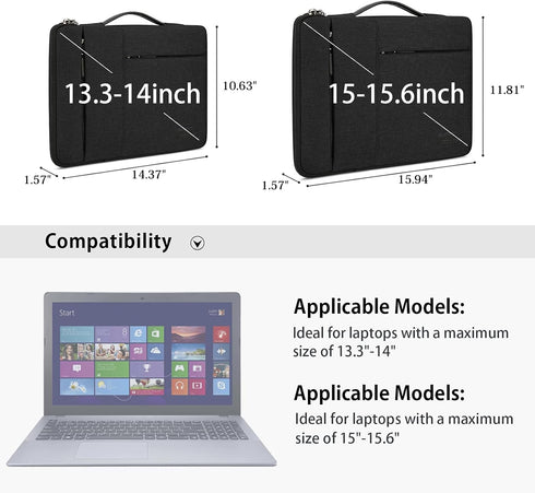 Laptop Sleeve Case 13.3-14 Inch Waterproof Durable Business Computer Carrying Bag Compatible with MacBook Air/Pro HP/Asus/ThinkPad Notebook Protec...