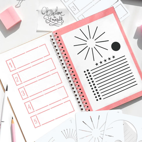 36 Pieces Journal Stencils for Bullet Dot Journals Supplies, 4 x 7 Inch Journal Stencils Templates Set, Planner Stencils for DIY Drawing Templates...