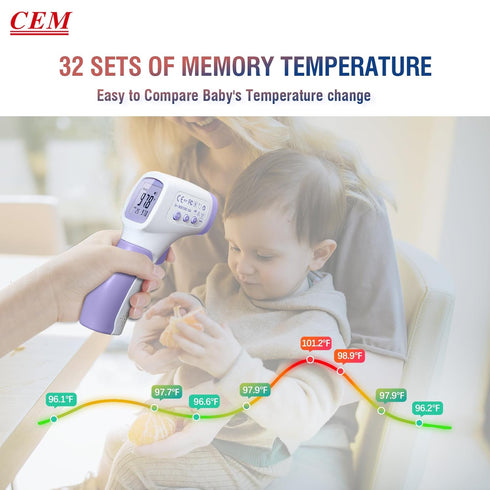 CEM DT-8806 Digital Thermometer for Adults and Kids, No Touch Forehead Thermometer for Baby, 2 in 1 Body Surface Mode Infrared Thermometer with Fe...