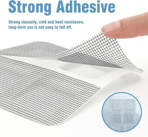 Window Screen Repair Patches Kit, Strong Self Adhesive Screen Door Replacement Repair Tape Suitable for Black or Grey Mesh Window Screen Door Repa...