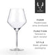Viski Raye Angled Burgundy Glasses Set of 2 - Premium Crystal Clear Glass, Modern Stemmed, Flat Bottom Red Wine Gift Set - 21 oz...