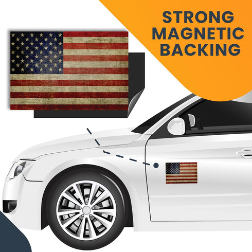 Magnet Me Up: Weathered American Flag Car Magnet Decal - 4x6 Inch - Red, White, Blue - Heavy-Duty Automotive Old Glory Magnet for Car, Truck, SUV ...