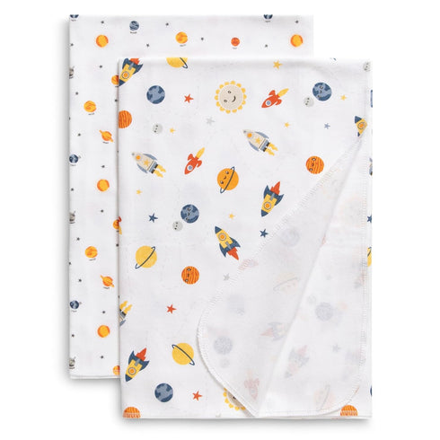 Delta Children 100% Cotton Flannel Baby Receiving Blankets for Girls and Boys – 30x30 Inches (Pack of 2), Space Exploration...