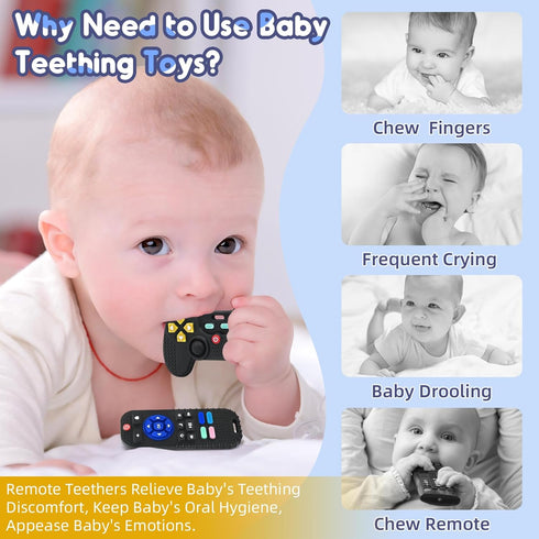 Teething Relief Teethers Toys for Babies 3 6 12 Months Gifts, Silicone Teether Remote Control & Game Controller Sensory Bath Toys for 3 6 9 12 18 ...