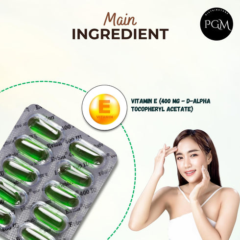50 Evion Capsules Vitamin E for Glowing Face,Strong Hair,Acne,Nails, Glowing Skin 400mg...