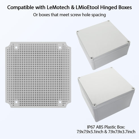 LeMotech Junction Box Mounting Plate ABS Plastic Internal Panel w/Screws for Installation on Electrical Box with Latches 7.2"x7.2"...