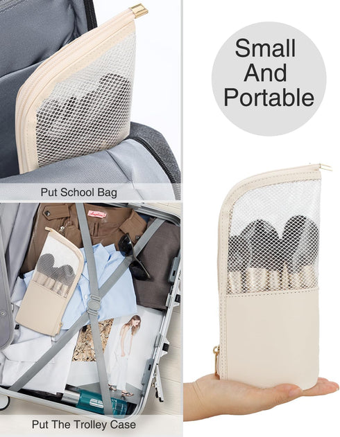 MONSTINA Makeup Brush Organzier Bag,High Capacity Portable Stand-Up Makeup Brush Holder,Professional Artist Makeup Brush Sets Case Waterproof Dust...