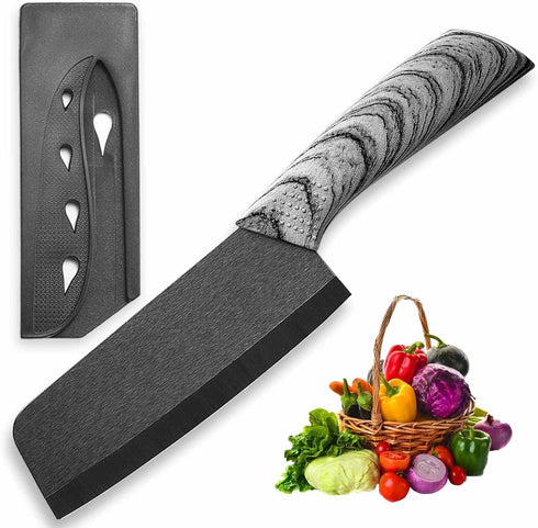 Ceramic Vegetable Knife 6in with Steath,Lettuce Knife Vegetable Cutting Knife Suitable for Fruits,Meat,Ceramic Chef Knife Nakiri Knife Black...