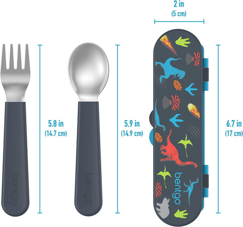 Bentgo® Kids Stainless Steel Utensil Set - Reusable Fork, Spoon & Storage Case - High-Grade BPA-Free Stainless Steel, Easy-Grip Handles, Dishwashe...