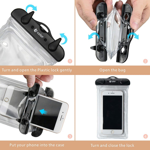 F-color Waterproof Phone Pouch - 2 Pack Phone Waterproof Pouch for iPhone 15 14 Pro Max Galaxy S24 Up to 7.2", IPX8 Waterproof Phone Case with Lan...