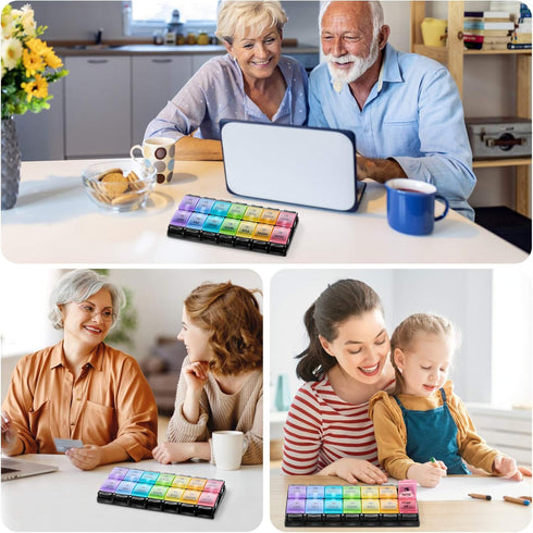 FGcase AM PM Weekly 7 Day Pill Organizer, Large Daily Pill Cases Pill Box with Easy Push Button, Pill Reminder Container for Medicine, Vitamin, Pi...