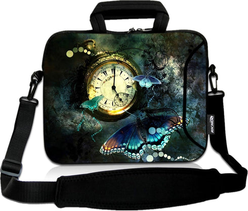 RICHEN 10 inch Messenger Bag Carrying Case Sleeve with Handle Accessory Pocket Fits 7 to 10-Inch Laptops/Notebook/Kids tablet (7-10.2 inch, Clock ...