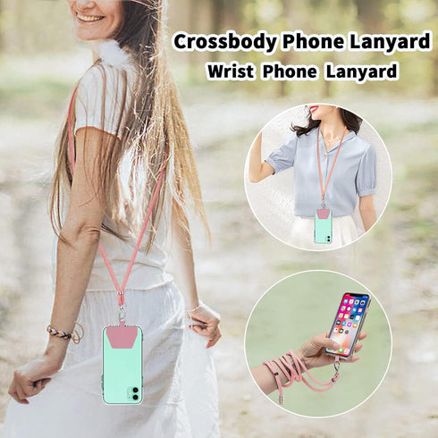 SS Phone Lanyard Strap, Universal Neck Cord Lanyards Strap and Phone Tether Patch for All Phones and Case Combinations (Pink)...