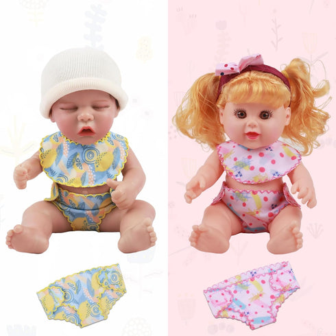 8 Pieces Doll Diapers and Bibs, Washable and Reusable Eco Doll Accessories, Fit 8 to 12 inches Baby Doll...