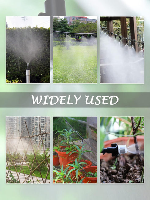 Kalolary 100 Pairs Misting Drippers Atomizing Sprinkler with Tee Joints for Misting Watering Plant Automatic Grip Irrigation Kits Lawn Garden Supp...