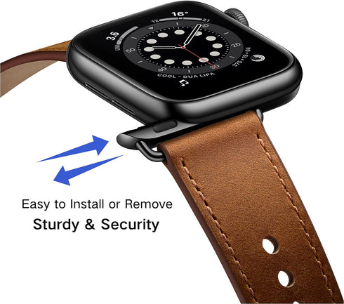 OUHENG Compatible with Apple Watch Band 42mm/41mm/40mm/38mm, Genuine Leather Bands Replacement Strap for iWatch SE2 SE Series 10 9 8 7 6 5 4 3 2 1...