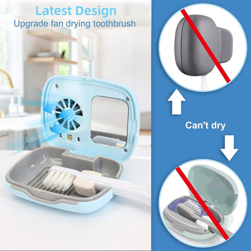 Toothbrush Travel Cover, Toothbrush Travel Case With Air Drying Function, Rechargeable Portable Toothbrush Travel Container with Holder for Househ...