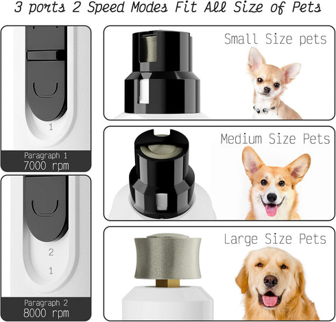 K&K Dog Nail Grinder with 2 LED Light for Large Medium Small Dogs Professional 2-Speed Powerful Electric pet Nail Clipper which Gentle and Painles...