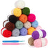 Coopay 25gx18 Colors Crochet Yarn Pack with Crochet Hooks (3mm+4mm), 1377yd Acrylic Yarn for Crochet Animal Kit, Multicolor Yarn Set 4ply Soft Yar...