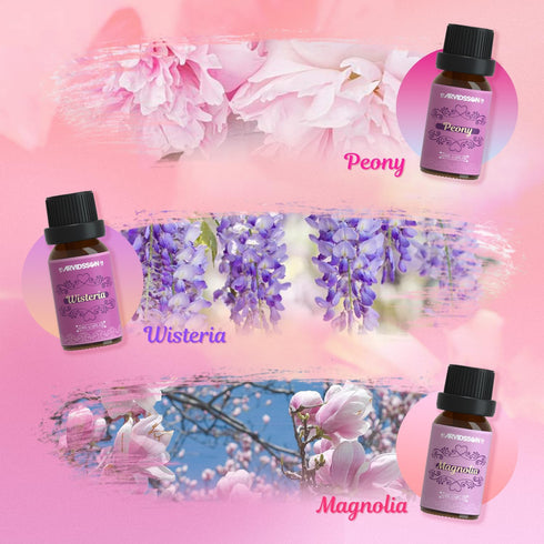 Floral Eessential Oils Set, ARVIDSSON Ladies Fragrance Oil for Candle Making - Lavender, Vanilla Sugar, Rose Geranium, Peony, Magnolia, Wisteria, ...