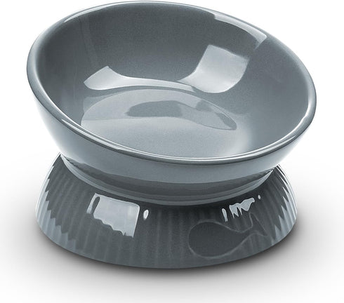 Elevated Cat Bowl, Ceramic Tilted Cat Food Bowl, Anti Vomiting, Stress Free on Neck and Spine, Spill-Proof, Anti-Tipping, Dishwasher Safe, Raised ...