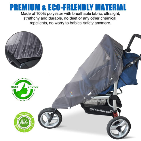 Mosquito Net for Stroller - Grey Sun Shade Protection Infant Stroller Mosquito Net and Car Seat - 2Pack Portable Bug Netting (Grey)...