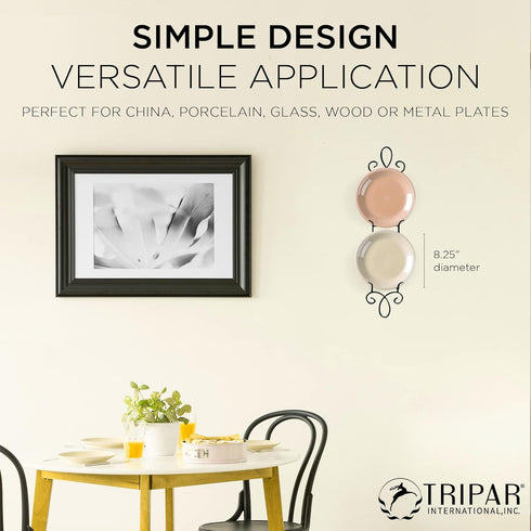 TRIPAR Augusta Narrow Vertical Plate Rack, Black Display (2 Tiers) - Lightweight & Durable - Contains 2 Non-Adjustable Brackets - Elegantly Displa...