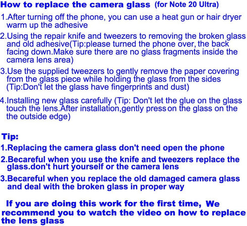 2pcs OEM Original Rear Back Camera Glass Lens Replacement for Samsung Galaxy Note 20 Ultra 5G (All Carriers) with Repair Tools Kit (Mystic White)....